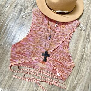 Free people Sleeveless boho Top/tank wrap around style w beach resort vacay vibe